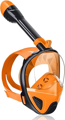 Snorkel Mask Full Face, Snorkeling Gear for Adults with Latest Safety Breathing System and Dry Top System, 180 Panoramic View Snorkeling Mask with