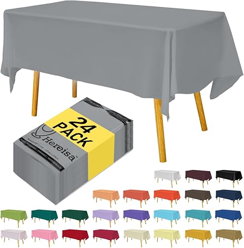 Miniatura 201 de Mantel desechable de alta calidad, paquete de 12, manteles de 54 x 108 pulgadas para fiestas, manteles decorativos para mesas rectangulares, mantel