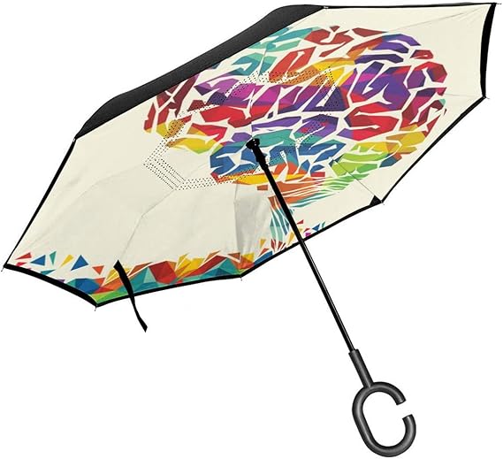 Amazon Co Jp カラフルな脳のベクトルイラスト 逆転傘 逆さ傘 車の逆傘 折りたたみ傘 逆折り式傘 自立傘 長傘 日傘 手離れc型手元 耐風超撥水 晴雨兼用 ビジネス用 車用 Uvカット 遮光遮熱 頑丈な8本骨 ホーム キッチン