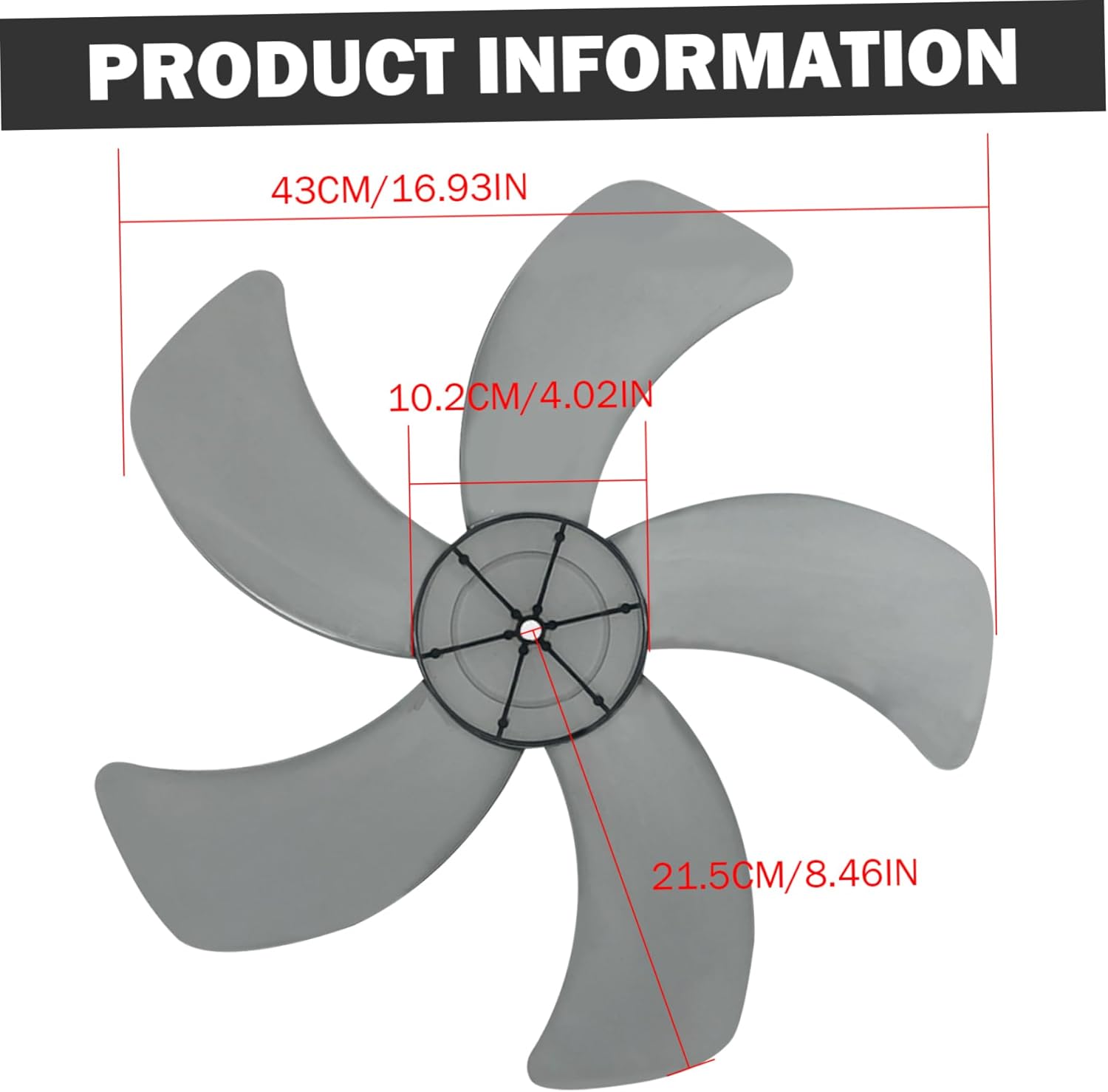 Fan Blades Replacement 18 Inch Plastic 5 Leaves Fan Blades with Nut Cover Low Noise for Home Office Replacement