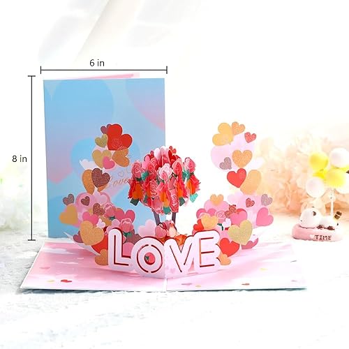 Miniatura 5 de wsmart Tarjeta de felicitación emergente de aniversario 3D, boda, cumpleaños, día de San Valentín, tarjeta del día de la madre para esposa, marido,