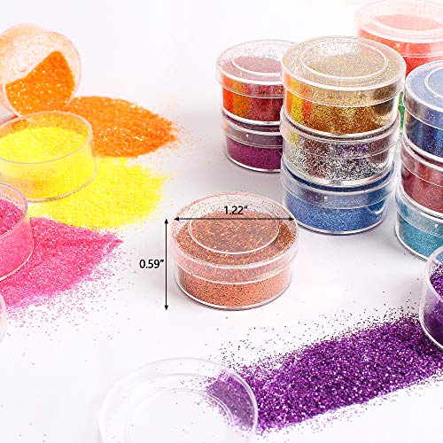 Extra Fine Glitter Powder For Craft, 24 Colors Holographic Cosmetic Laser Glitter For Nail Body Eye Hair Face Lip Gloss, Iridescent Glitter Powder For Tumbler And Makeup (24 Fine) #TOP3