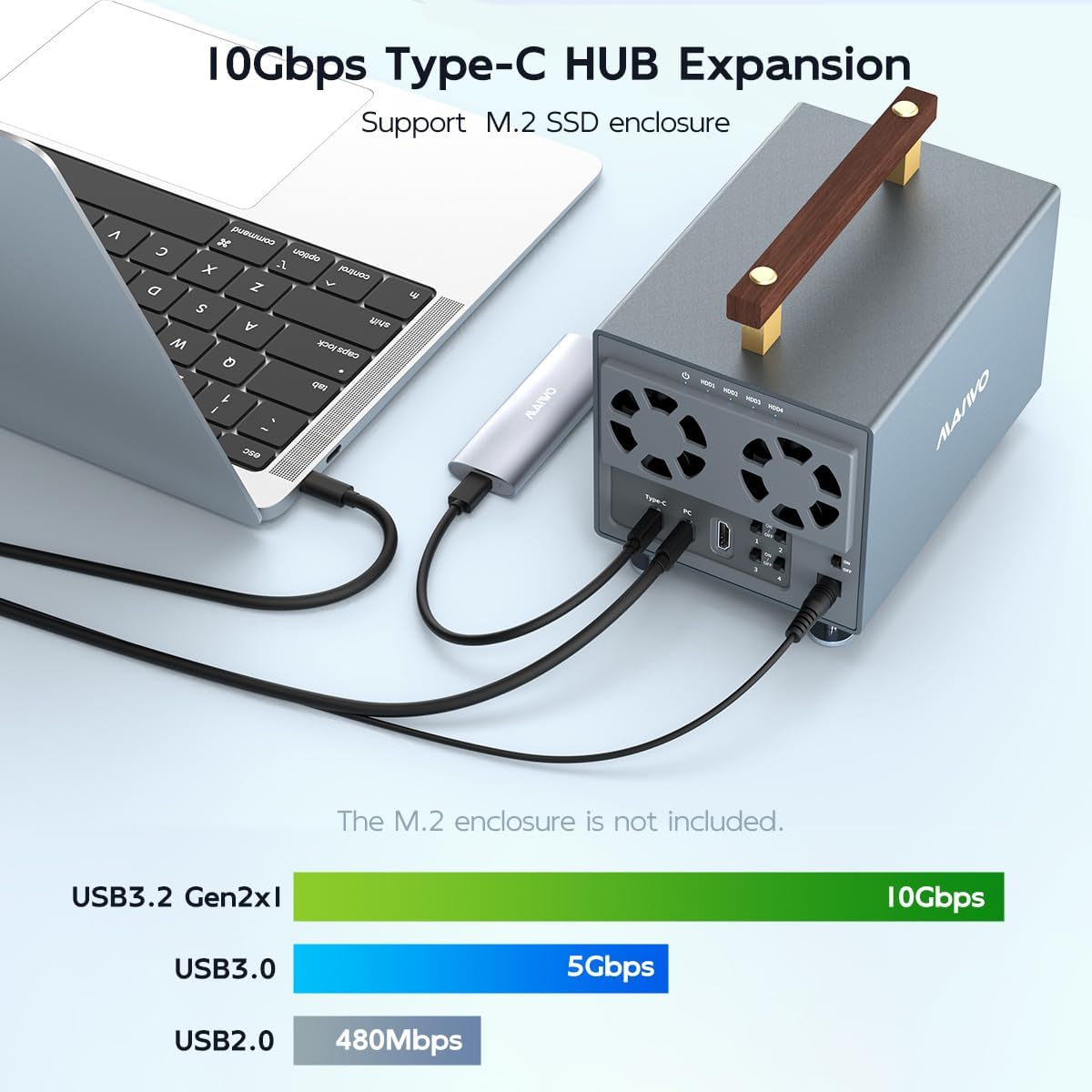MAIWO 4 Bay Hard Drive Enclosure for 3.5 Inch SATA HDD with SATA III Chipset USB3.2 Gen2 10Gbps Speed, Support HDTV/Type-C Extension/Daisy Chain, 96TB Capacity, External 3.5'' HDD Enclosure