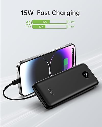 Miniatura 3 de Cargador portátil, paquete de 2 baterías de 10000 mAh, estación de carga compartida, paquete de batería de carga rápida de 15 W, cargador portátil