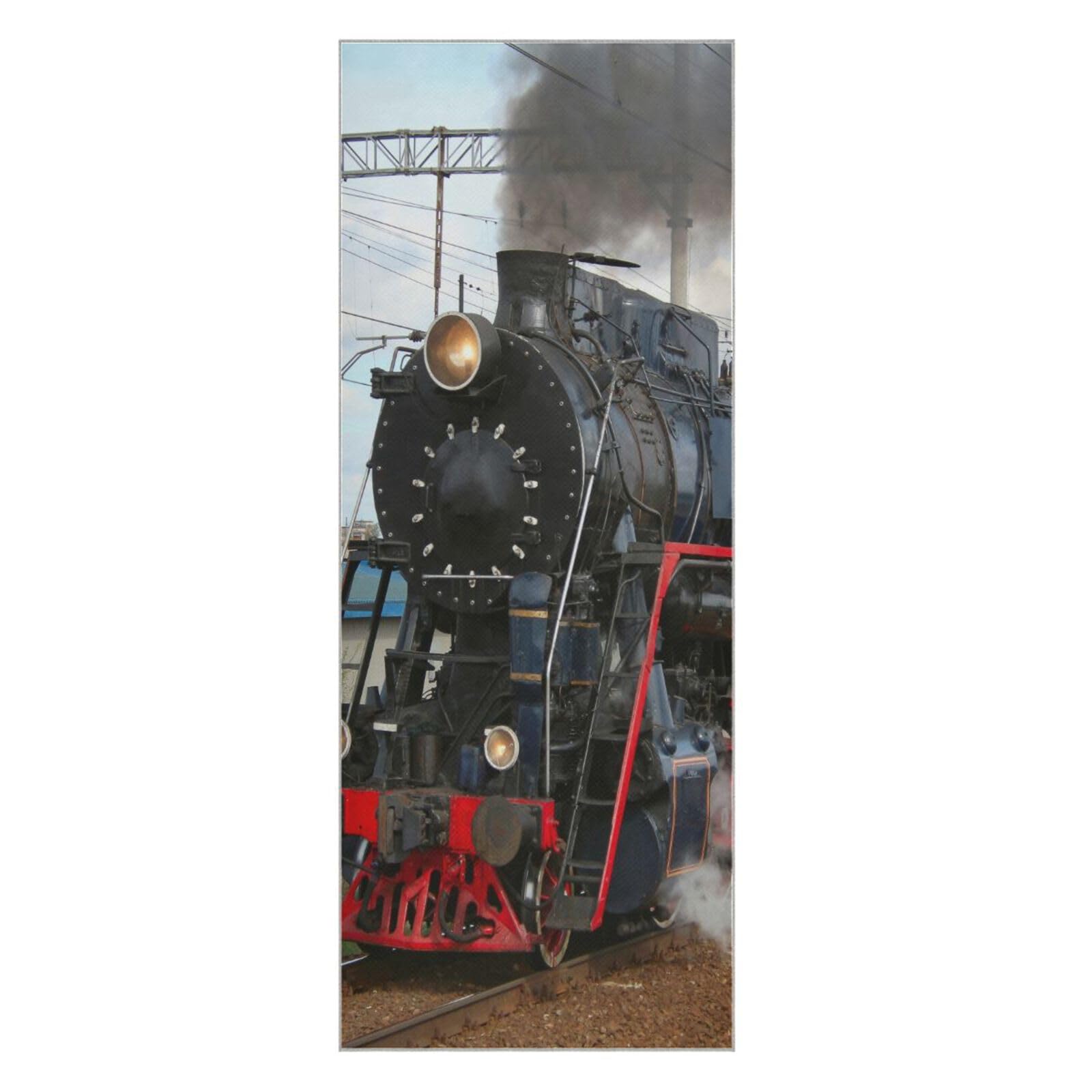 Fygkptb Old Steam Train in Clouds of Smoke Rides by Rail Yoga Towel Non Slip Yoga Mat Cloth Foldable Yoga Towel Sweat Absorbent Yoga Towel with Storage Mesh Bag 73 x 27 inch