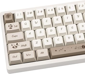 130 Keys Coffee Theme Beige and Brown Keycap, Cream Thick Dye Sub PBT Keycap Set, Custom Cherry Profile Keyboard Caps for ANSI/ISO Layout Cherry MX Switches Mechanical Gaming Keyboard