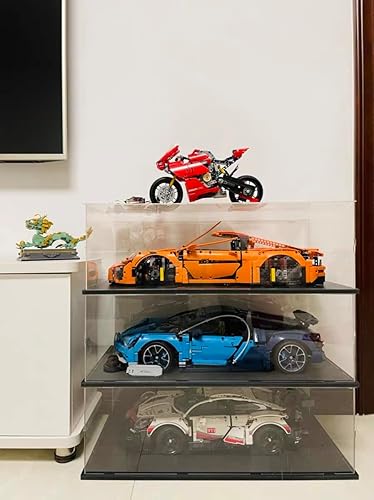 Miniatura 8 de Vitrina de acrílico transparente con base de madera blanca y plástico para Lego 42083 42096 42056, soporte de caja de protección a prueba de polvo