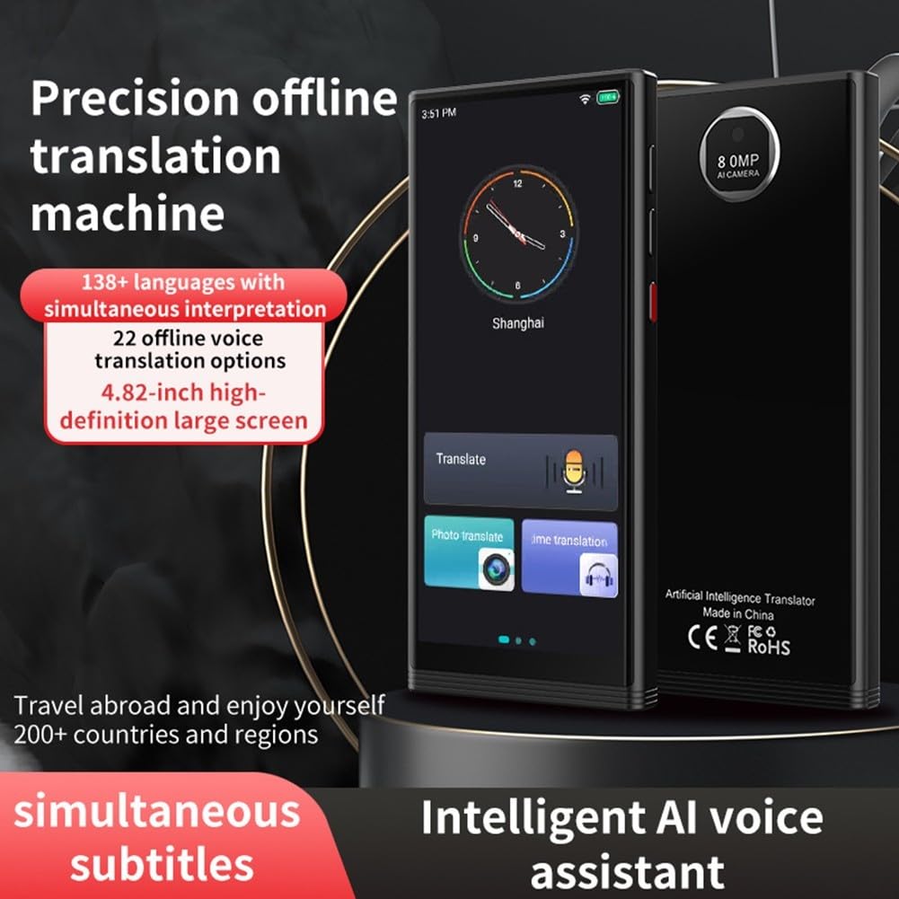 Dispositivo traduttore AI con supporto di oltre 138 lingue 40 opzioni di traduzione foto offline e standby di 7 giorni per viaggi internazionali