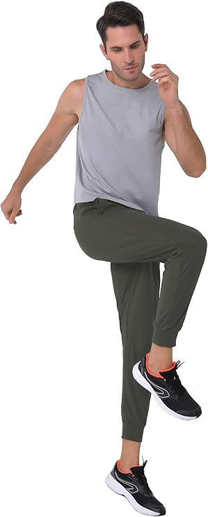 27 Inseam Athletic Jogger Pants for Short Men 7/8 Quick Dry Workout Tapered Stretch Sweatpants Casual