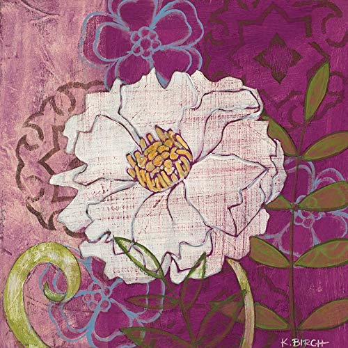 Toile pivoine blanche Kate Birch encadrée - Solution déco grand format 94x94cm prête à poser