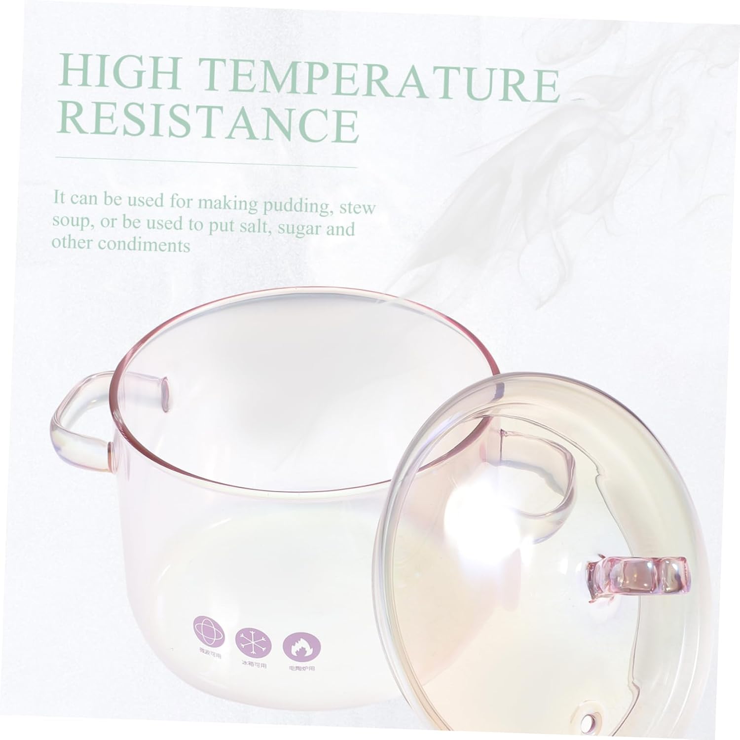 Glass Cooking Pot with Spoon Pink Heart Shaped Borosilicate Glass Saucepan for Stovetop Cooking for Noodles Food Soups and Sauces Clear Cookware