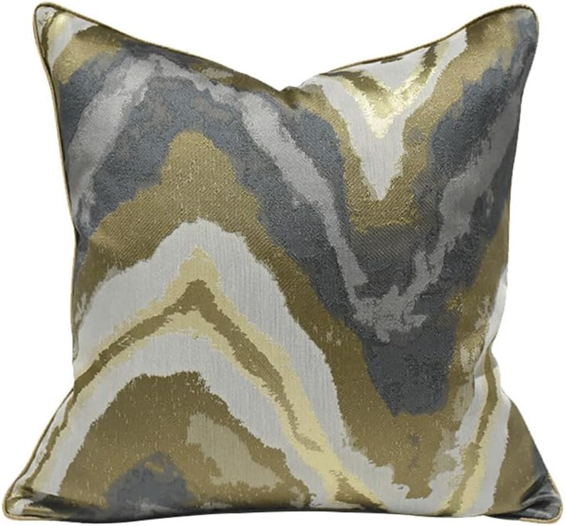 HBJWOV Model Room Abstract Gold Sofa Pillow Cushion Cover Hotel Bed Ripple Pillows