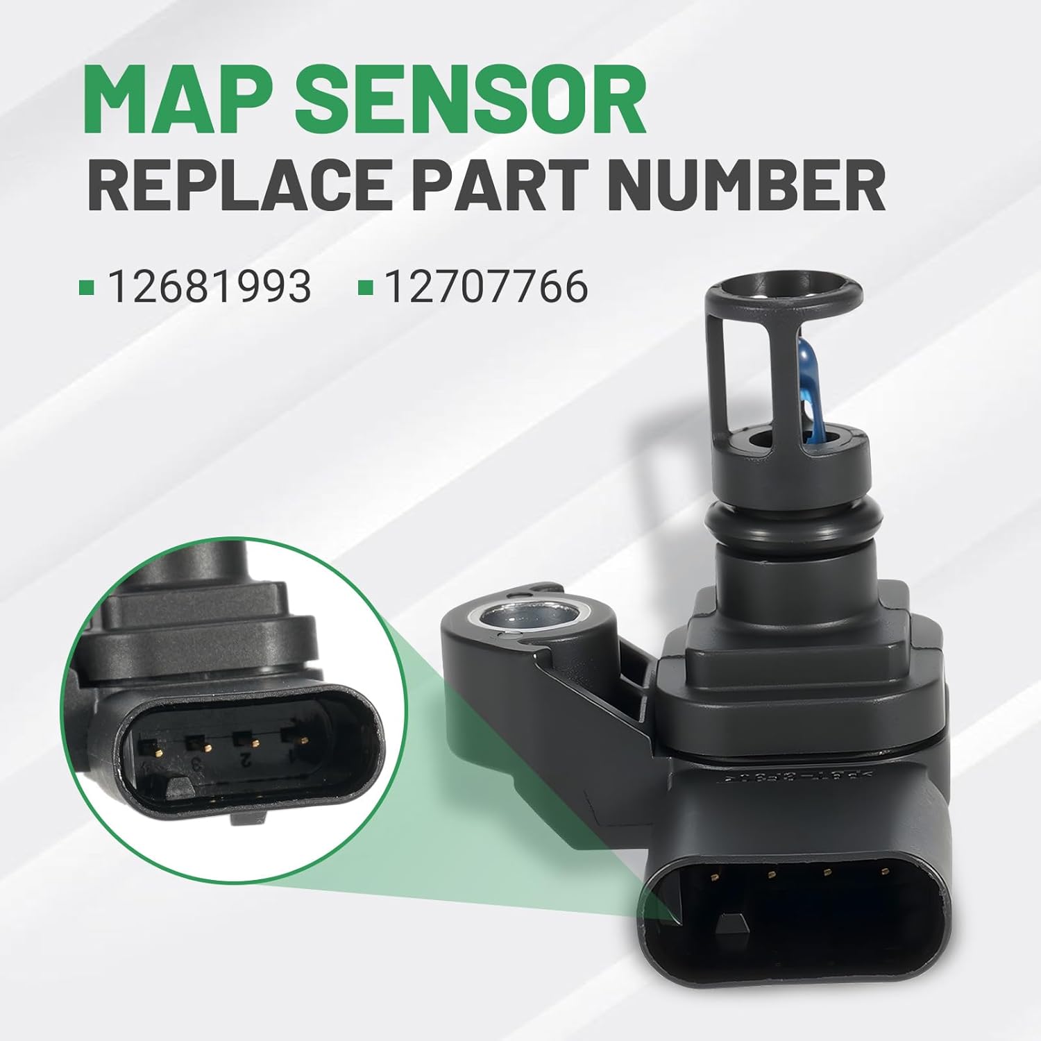 Silver Spacer Kit + Intake Air Pressure and Temperature Sensor Fit for GMC Sierra Chevrolet Silverado 2500HD 3500HD 6.6L L5P Duramax Diesel 2017-2024 Replace 12681993 Manifold Pressure (MAP) Sensor