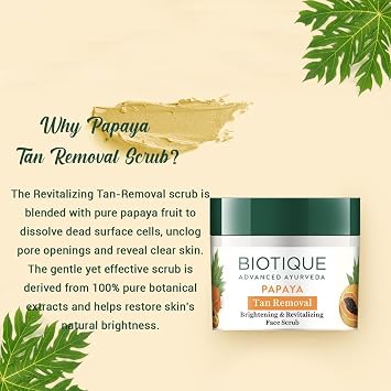 Biotique BIO PAPAYA Revitalizing Tan- Removal scrub 75gm/ 2.65 Fl.Oz