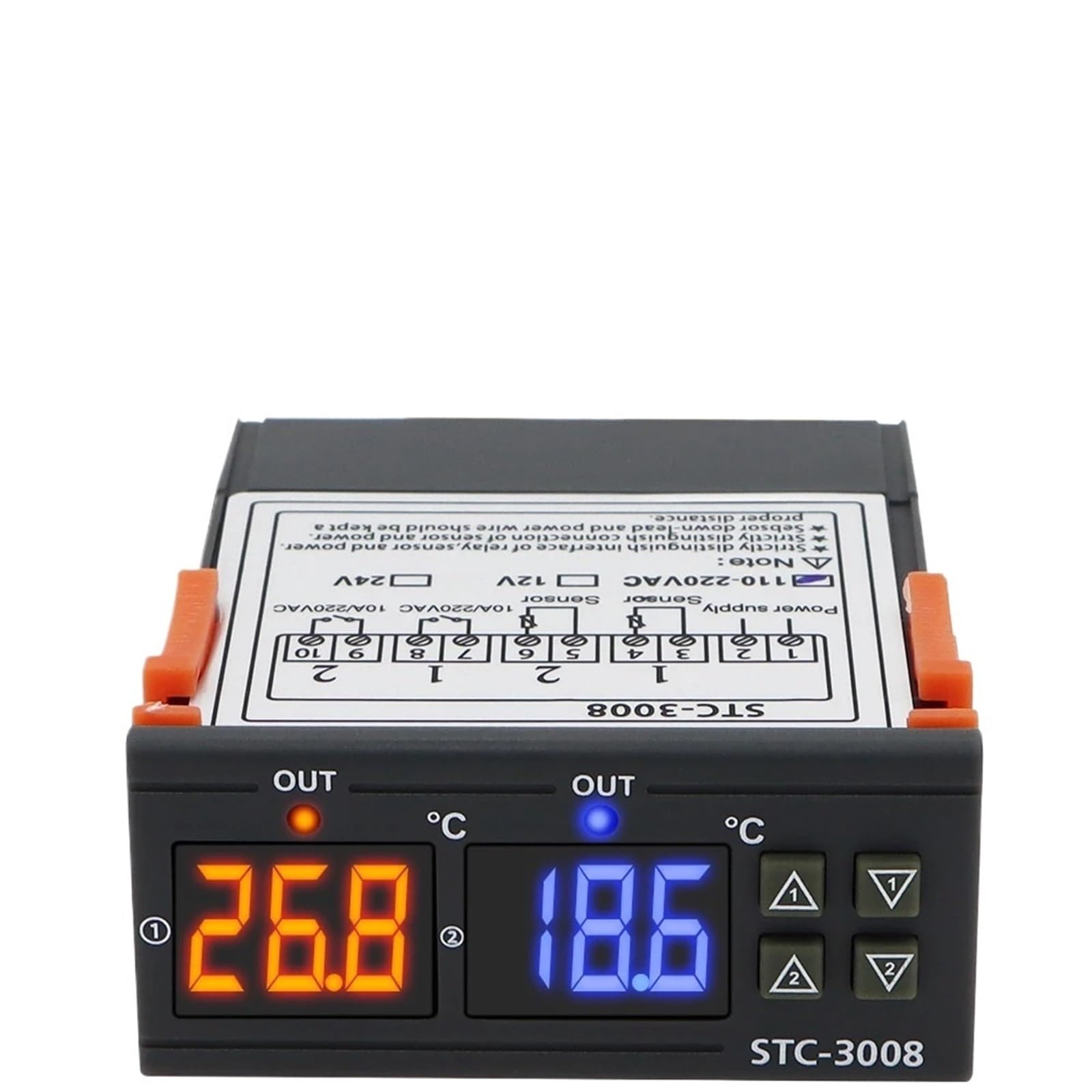 STC-3008 Cyfrowy regulator temperatury AC 110V 220V DC 12V 24V Podwójny higrometr ogrzewanie chłodzenie dwa wyjścia przekaźnikowe AC(DC 24V)