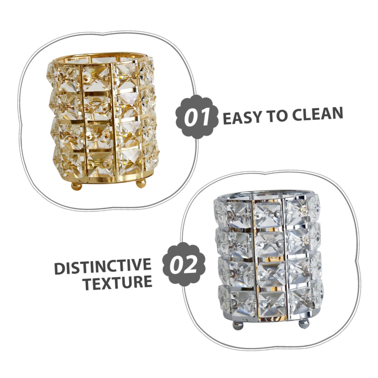 SHINEOFI Organizador de Escritorio Cristal 2 Piezas Soporte para Bolígrafos y Brochas de Maquillaje Transparente Elegante para Oficina y Tocador