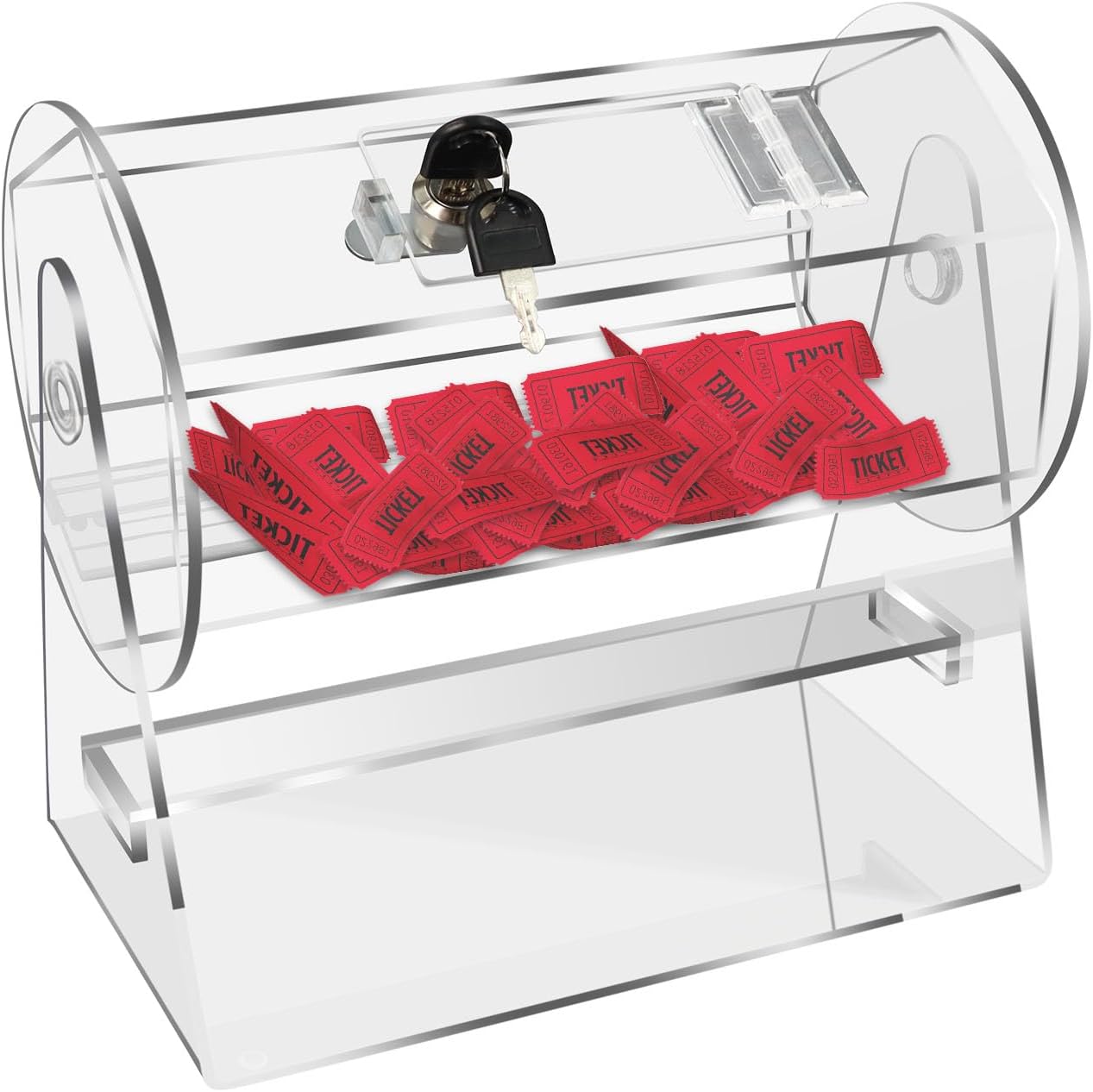 Acrylic Raffle Drum 11in Clear Raffle Tickets Spinner Suitable for Raffle Bingo Lottery Games Raffle Balls Transparent Raffle Ticket Spinner 11x6.5x10.9 inches