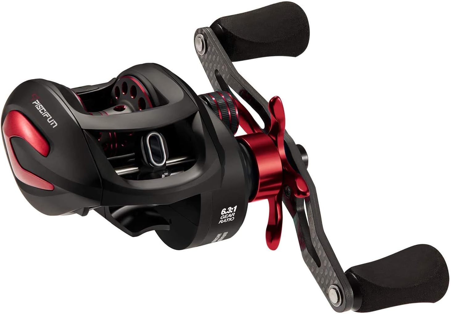 Piscifun Phantom X Baitcasting Reel - Smooth Powerful Super Low Profile Baitcaster, 5.3:1 6.3:1 7.6:1 Gear Ratios, 18LB Carbon Fiber Drag, Light to 6.9oz Dual Brakes Baitcast Reel