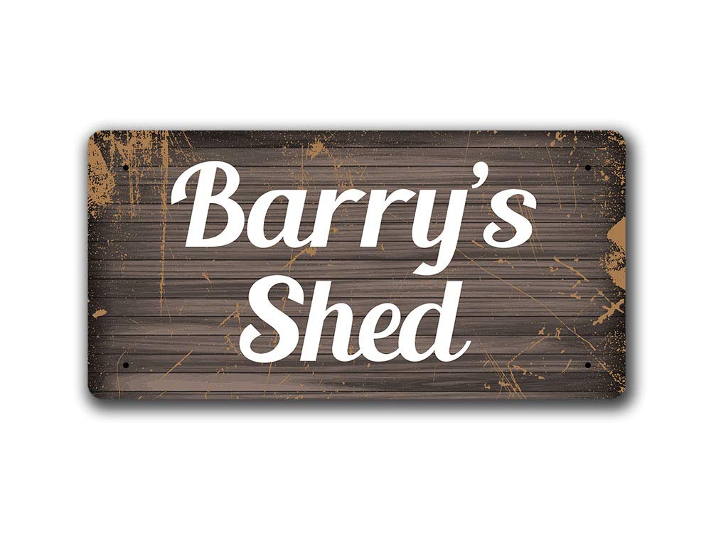 Mcmug White - Barry's Shed - Metal Sign, Decorative Sign, 200Mm X 100Mm
