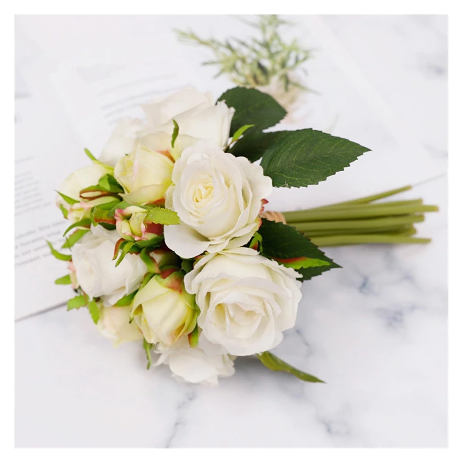 HJRegaFimu Artificial Flowers 1 Bunch Simulation Rose Bouquet Fake Roses Bridal Christmas Wedding Party Home Decoration Decorations(rose-red)