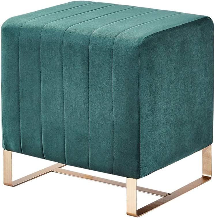 Miniatura 3 de Mxfurhawa Taburete rectangular grande de terciopelo otomano con patas doradas verde rosa