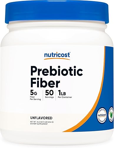 Miniatura 1 de Nutricost Polvo de fibra prebiótica (1 libra, sin sabor) salud digestiva, suplemento de fibra natural, mezcla de fibra vegetal soluble
