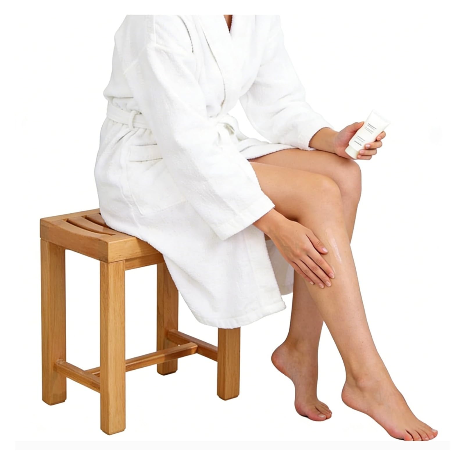 Genérico Taburete Madera，Taburete Ducha Banqueta Robusta, Asiento De Baño De Madera Maciza, Banco Ducha Resistente Al Agua, para Sala De Estar, Dormitorio, Asiento SPA