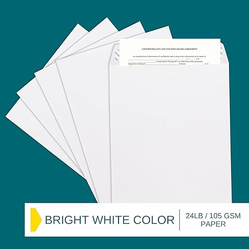 Miniatura 5 de Sobres catálogo con cierre adhesivo - Sobre grande color blanco brillante - 28LB apertura - Paquete de 35, Blanco