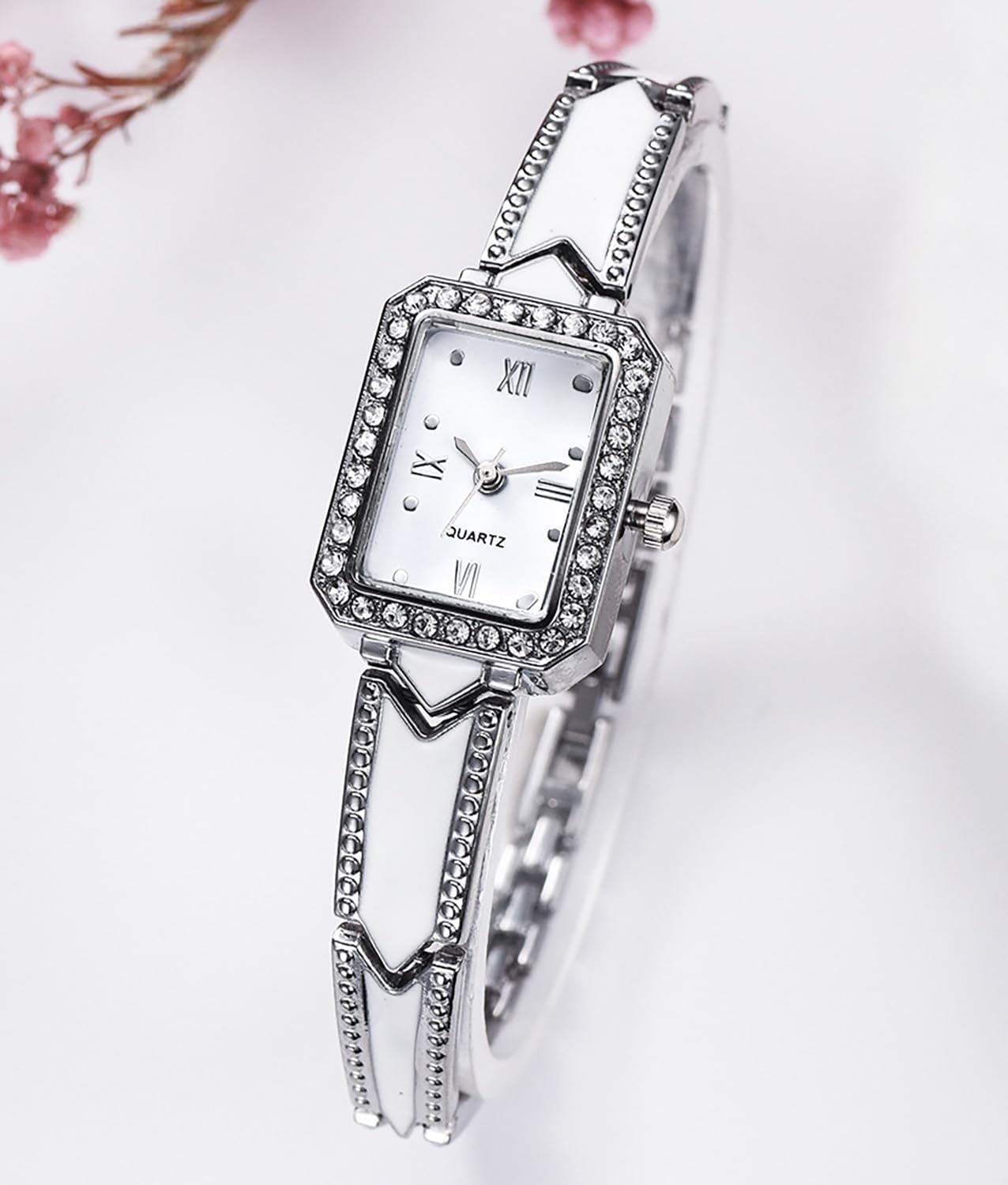 BESTKANG Women's Watches Womens Bracelet Watch Rhinestone Watch Fashion Wristwatch Square Quartz Watch