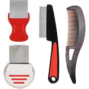 Dandruff Comb Pack of 4 Scalp Comb Dandruff Comb Stainless Steel Hollow Tooth Hair Brush and Dandruff Relief Dandruff Comb for Scalp Massage