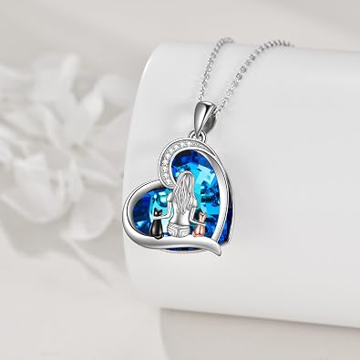 YFN Cat Necklace Sterling Silver Jewelry for Women Cat Jewelry Gifts