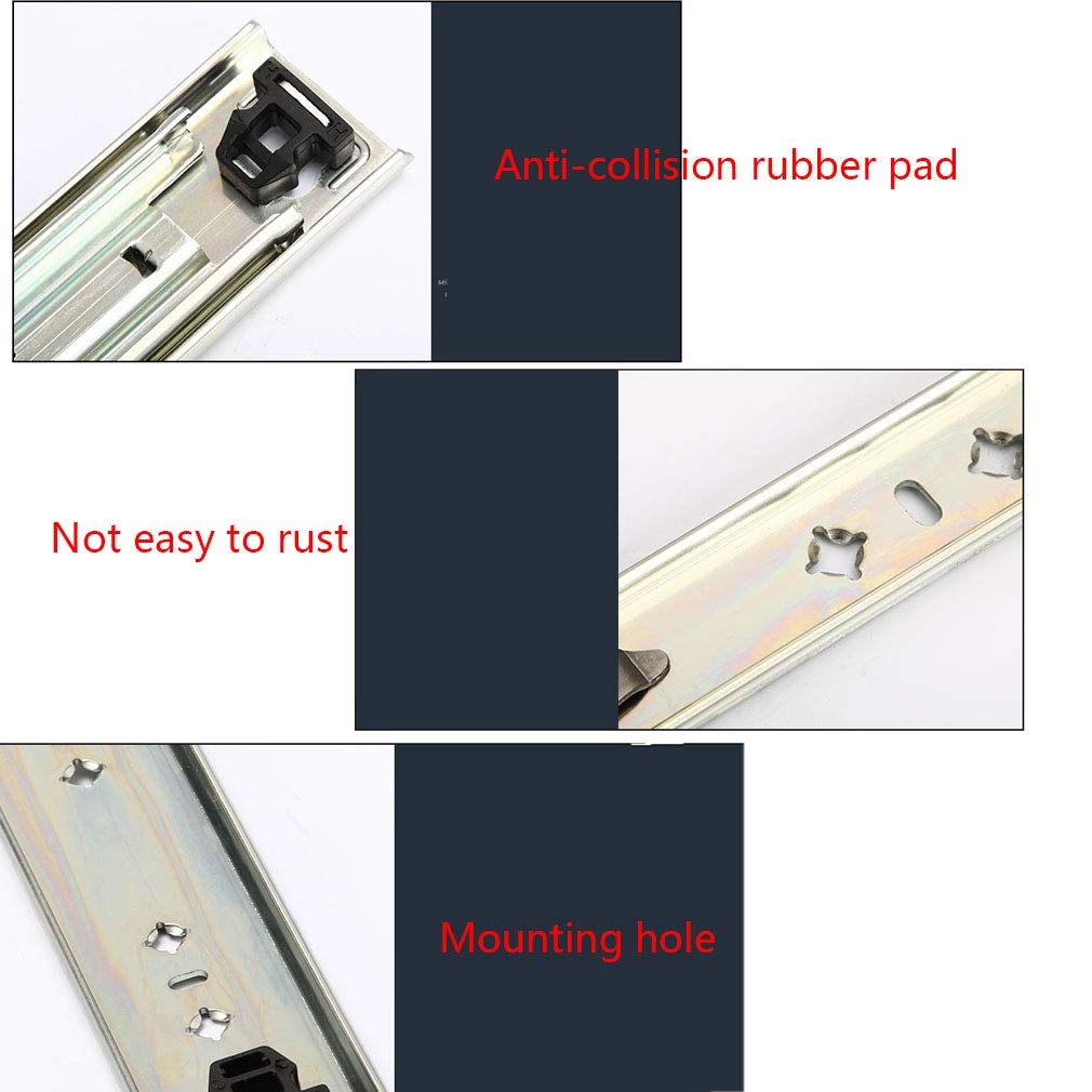 1 Paire,Résistante Coulisses de Tiroir,Rails de Sourdine À Trois Sections,Rail Coulissant et Dispositif de Sécurité 120kg/265lbs,Coulisses Commode Acier Laminé À Froid (500mm(20inch))