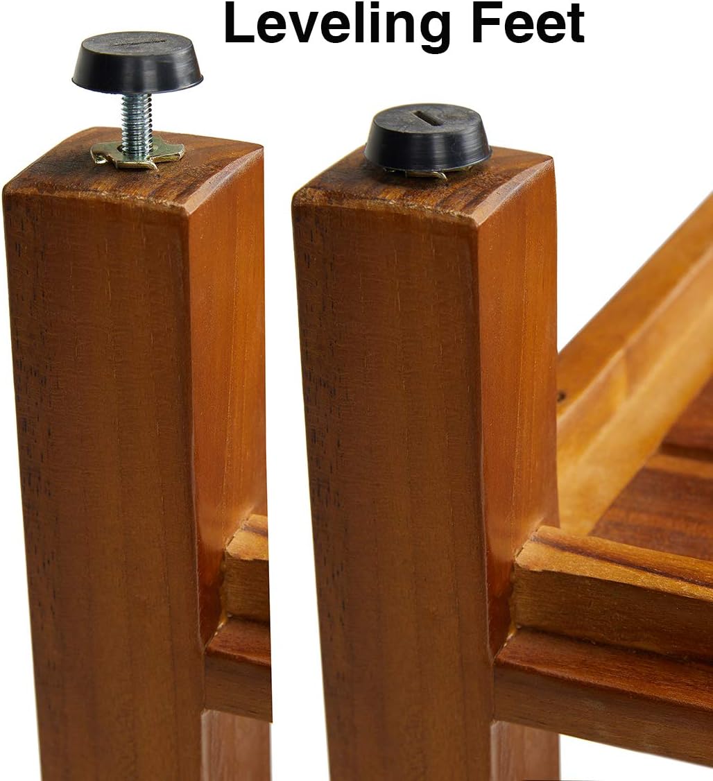 TeakCraft The Theia Teak Shower Bench, Fully Assembled Teak Wood Shower Stool for Elderly, Indoor, Outdoor Use Includes 21 Inch Shelf
