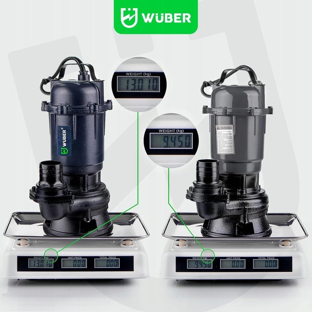 Bomba vacía sótano séptico con molino de agua + manguito 2" 30M WUBER 2500W 18000L/H