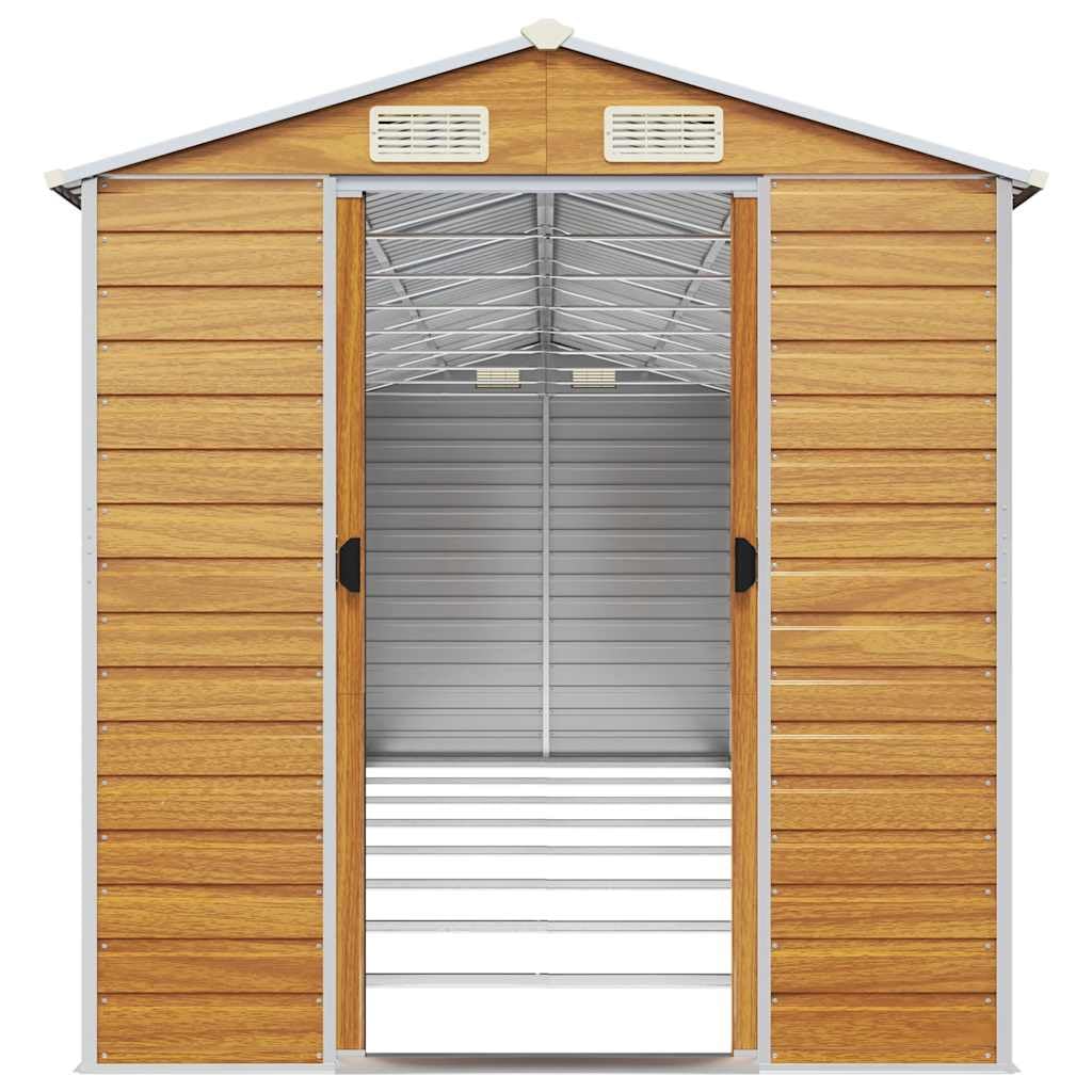 Cobertizo 191x725x198 cm Acero Galvanizado Marrón Claro