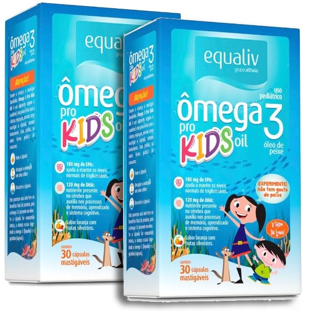 Kit 2 Equaliv Ômega 3 Kids 30 Cápsulas Ômega EPA DHA Mastigavel