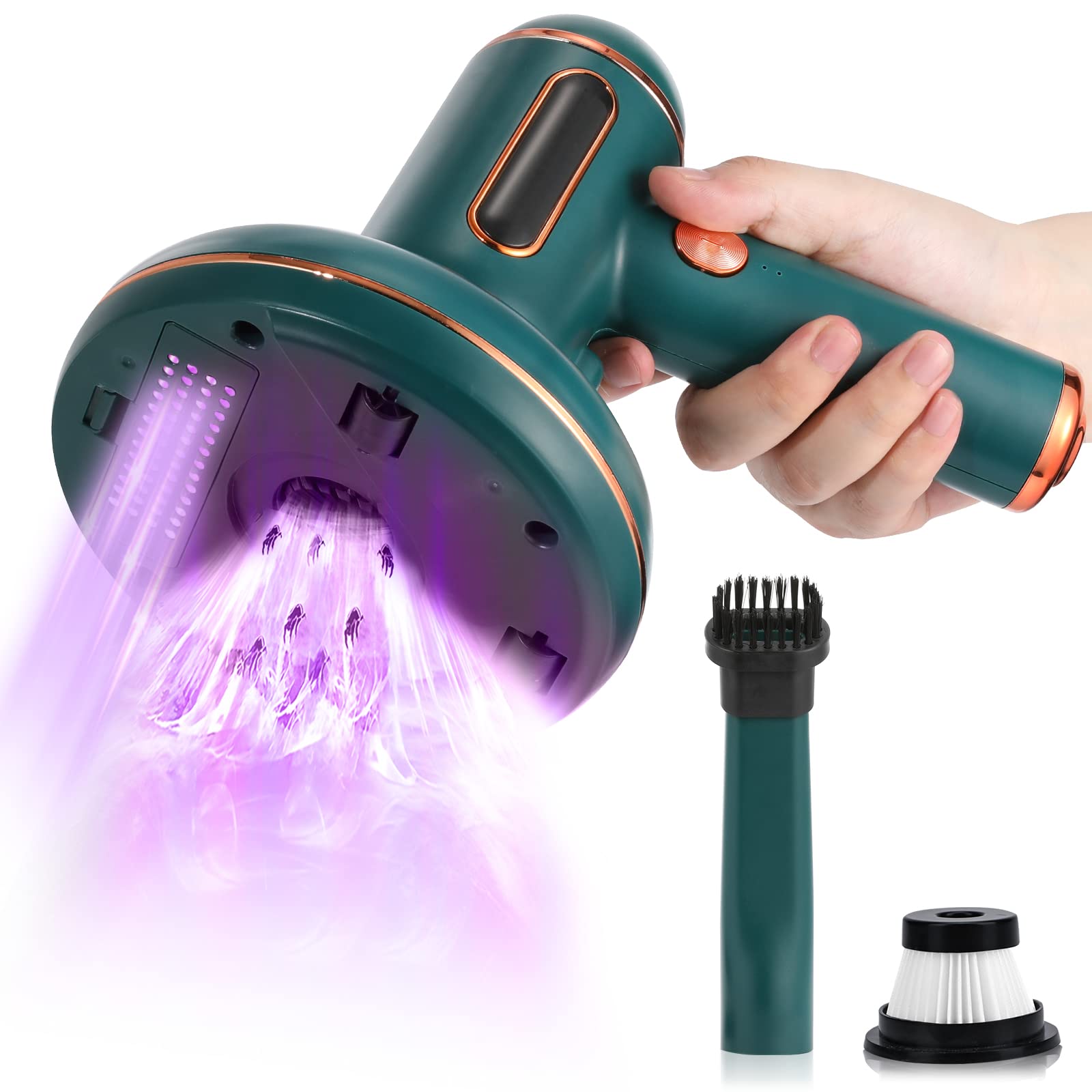 Handheld Vacuum Cleaner with UV Light, 7200 Pa Cordless Rechargeable Portable Vacuum, Mini Battery Vacuum for Pet Hair, Home, Car, Office