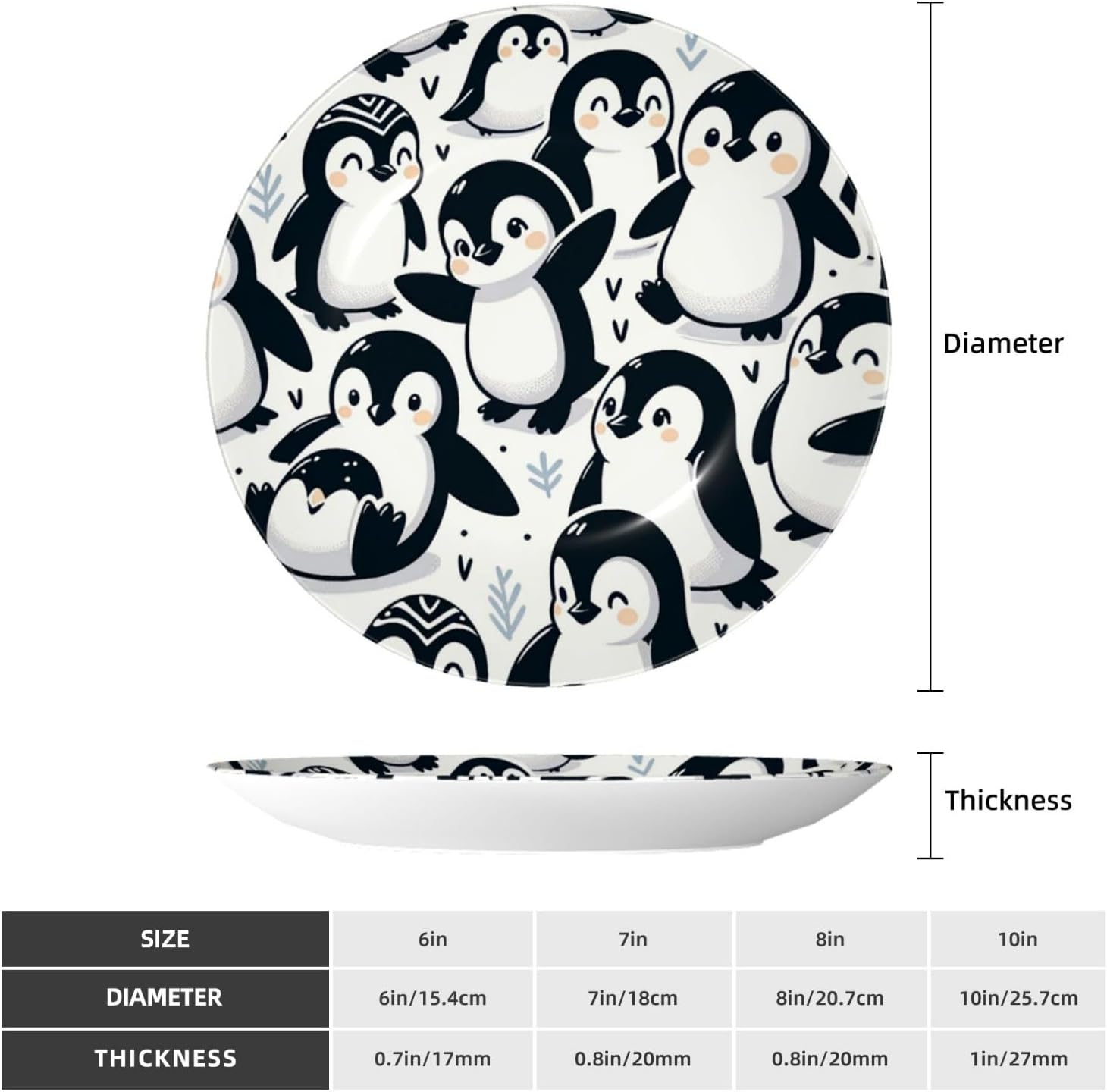 Cute-Penguins-Dancing 10 Inch Decorative Plate With Stand, Elegant Display Wall Plate For Home Decor