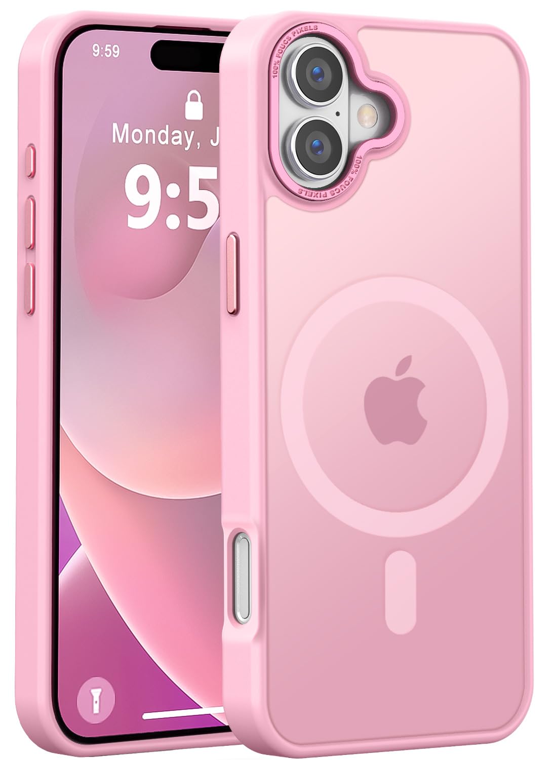 Newfuture Strong Magnetic Compatible with iPhone 17 Pro Case [13 FT Military Drop Protection] [Compatible with Magsafe] Slim Translucent Matte Shockproof with Anti-Fingerprint Phone Case, Tender Pink — view 121