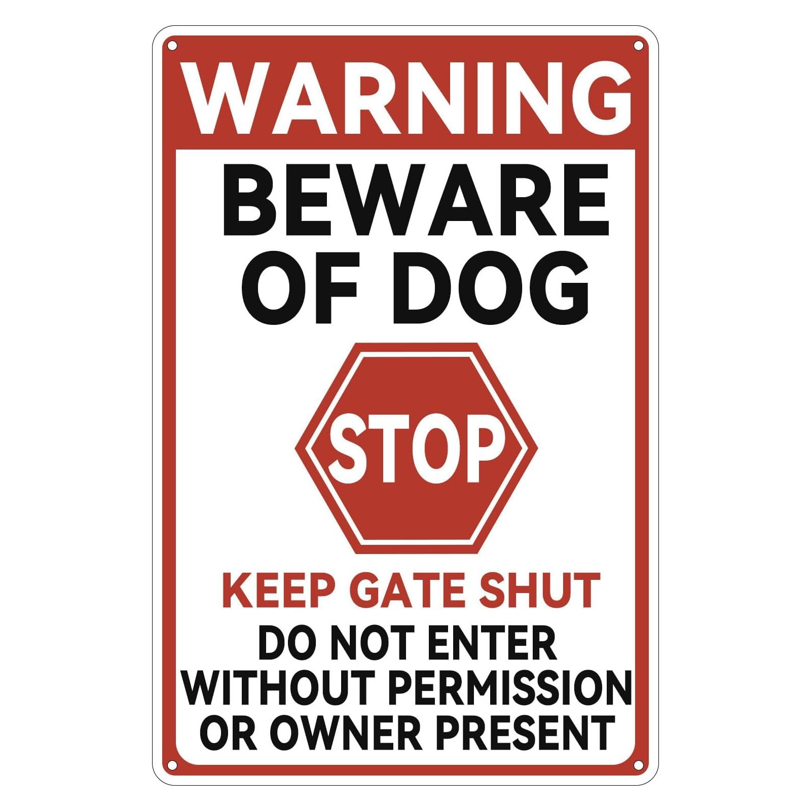 Vintage Metal Tin Sign, Beware Of Dog Keep Gate Shut Do Not Enter Decor, 12x8 Inch