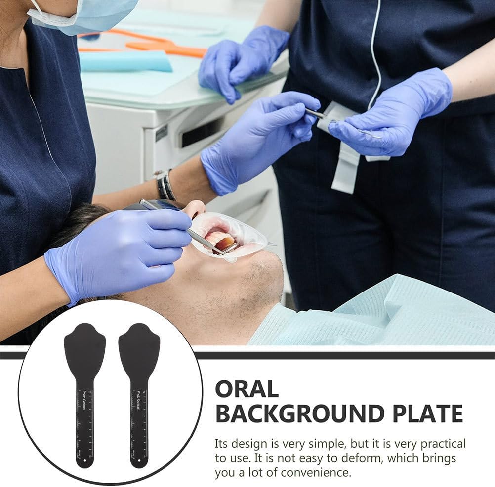 2 Pcs Dental Photography Background Boards 8.66X2.75In Professional Photo Contrast Black Board Dental Supplies for Clinic Use