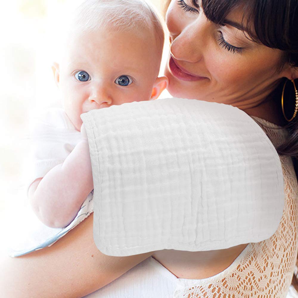 Muslin Burp Cloths for Baby 10 Pack 100% Cotton Baby Washcloths Large 20''X10'' Super Soft and Absorbent by Yoofoss - White : Baby