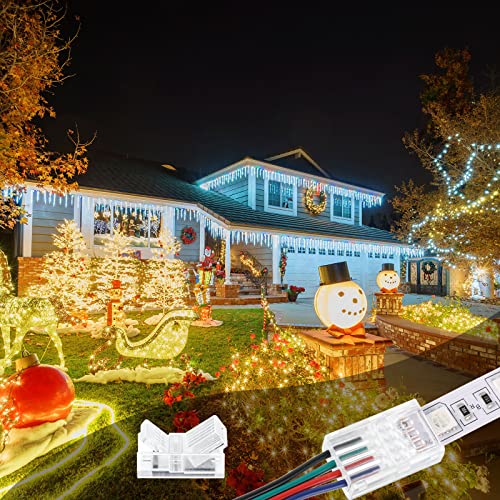 Image of 10 Packs Solderless LED Strip Connector Transparent Track Lighting Connectors Wire Strip Lights 16.4 ft Extension Cable Wire Cord for LED Light Speaker Electrical System(Retro Style, 4 Pin, 10 mm)