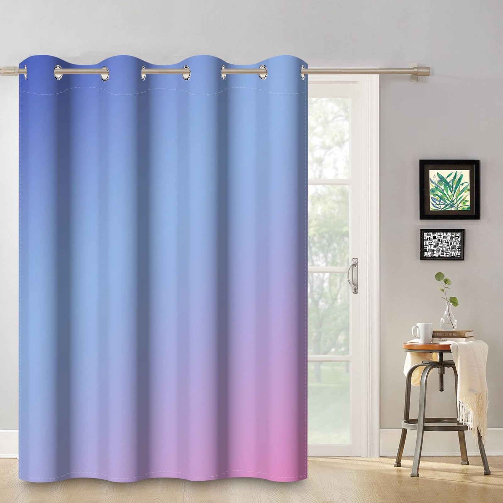 135x245cm Rideau à œillets ombré Bleu Violet Dégradé de couleurs Arc-en-ciel Moderne Abstrait occultants Rideaux pour fenêtres Chambre Chambre d'enfant Salon Bureau à domicile,1 panneau simple