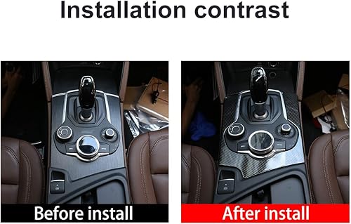 Miniatura 2 de CHEYA Cubierta de panel de palanca de cambios para consola central de automóvil ABS de fibra de carbono cromada para Alfa Romeo Stelvio 2017 2018