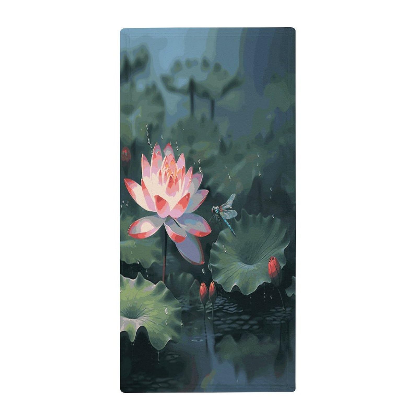 MUSM Premium Hand Towels for Bathroom Ultra Soft Printed Towels Coral Velvet Kitchen Hand Lotus Flower and Dragonfly Towel Highly Absorbent Hotel Spa Towel Collection 13.8 X 28.7 in