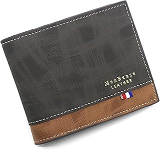 محفظة جلد مع سوستة للعملات المعدنية محافظ للرجال كروت و نقود 2 جيب Black