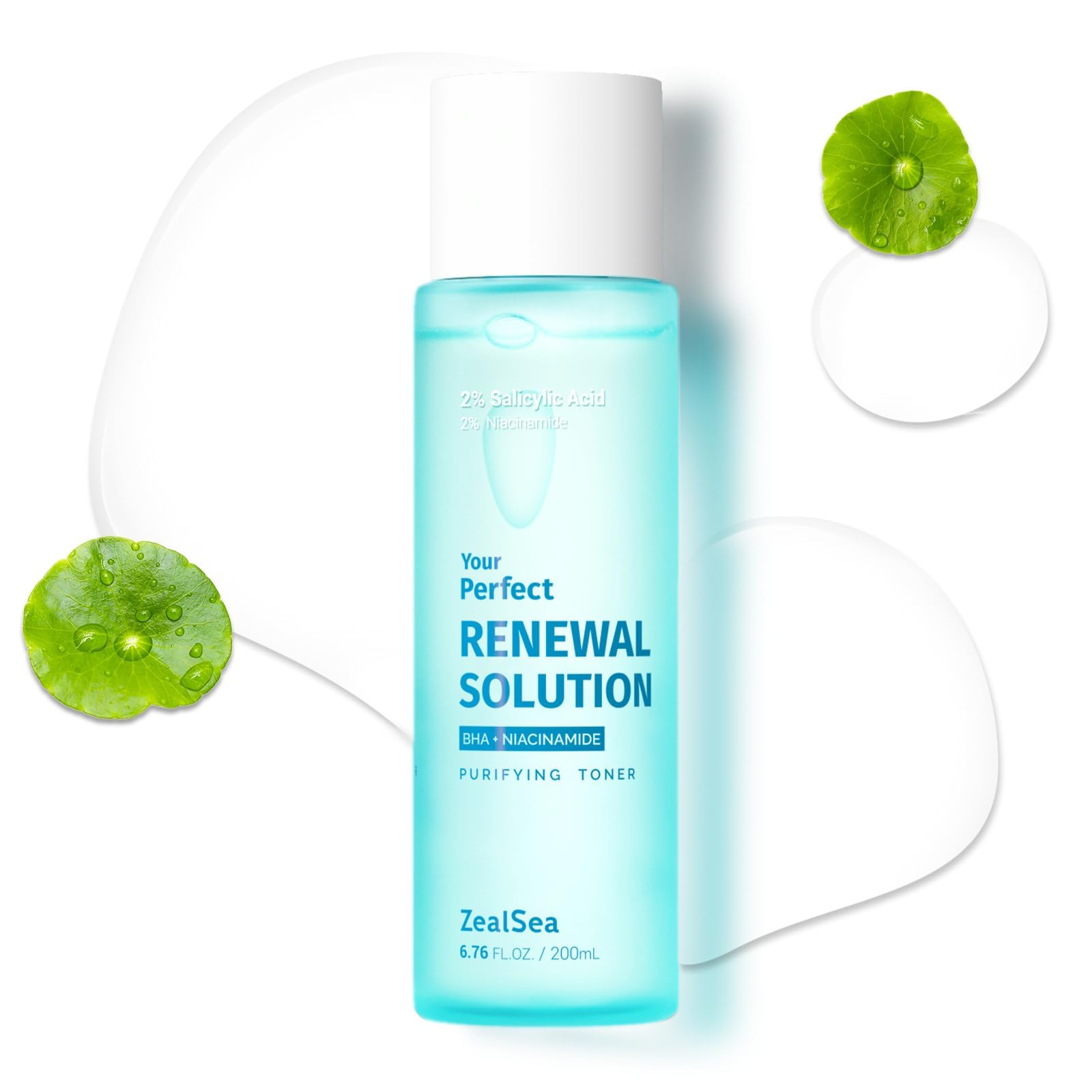 Salicylic Acid Toner, Blackhead Remover, BHA Liquid Exfoliant (CICA, 6.76OZ), ZealSea Pore Minimizer for Face, Gentle Alcohol Free BHA Toner for All Skin Type with Niacinamide, Redness Relief, Vegan