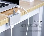 ORICO USB 3.0 Hub, USB Hub Clamp, Aluminum 4-Port USB Splitter with Extra Power Supply Port and 4.92 FT USB A to USB A and USB A to USB C Cable, Desktop Powered USB Hub for Monitors/Desks-Silver