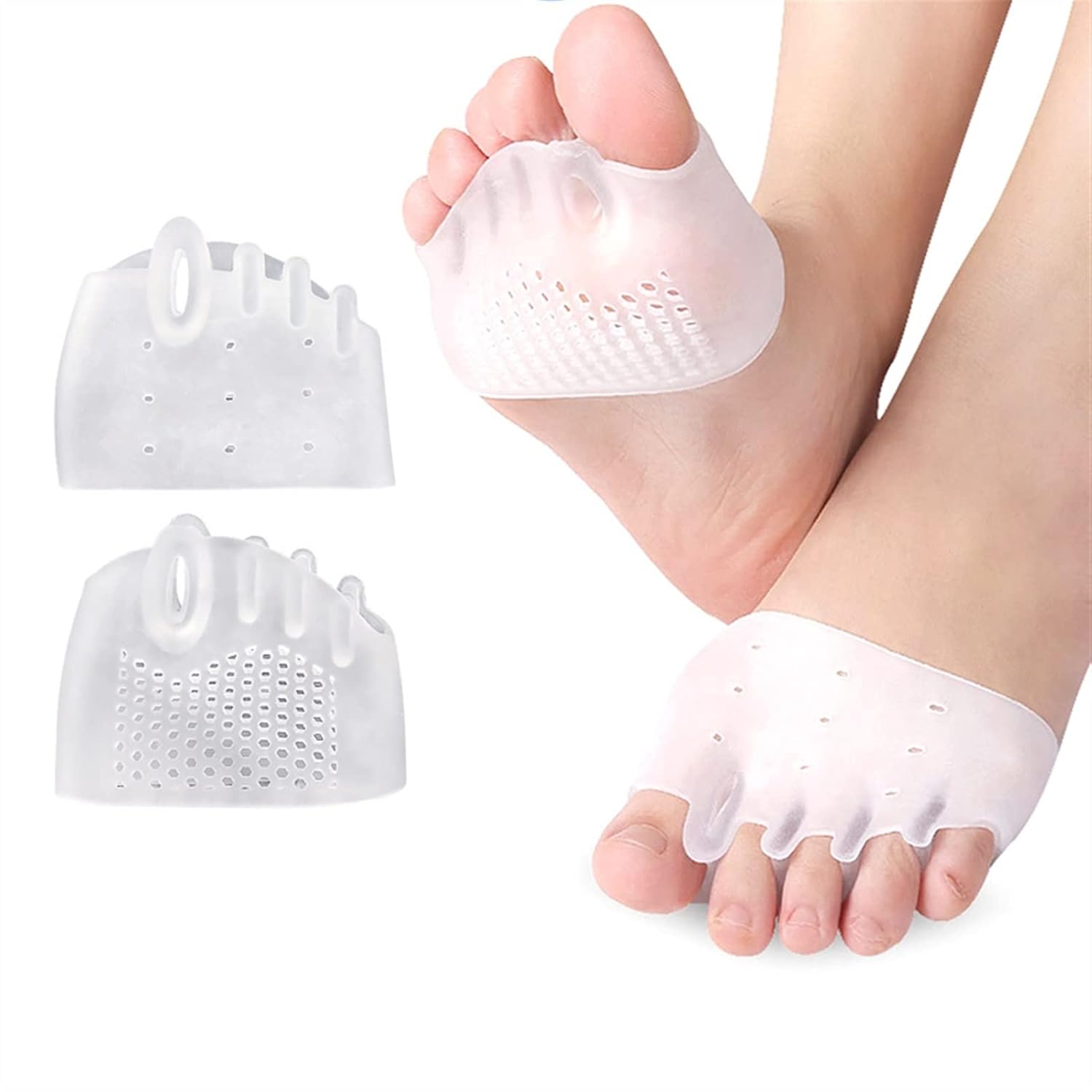 1Pair Finger Toe Separators Silicone Forefoot Pads Orthotics Bunion Corrector Hallux Valgus Correction Pedicure Foot Tool Cushion Pads (1 Pair a)